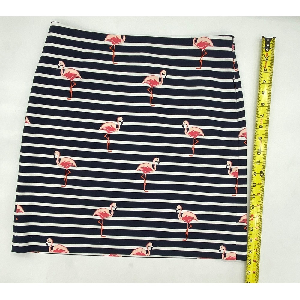 Talbots Womens Navy White Striped Pink Flamingo Pencil Skirt Size 8 Summer Prep